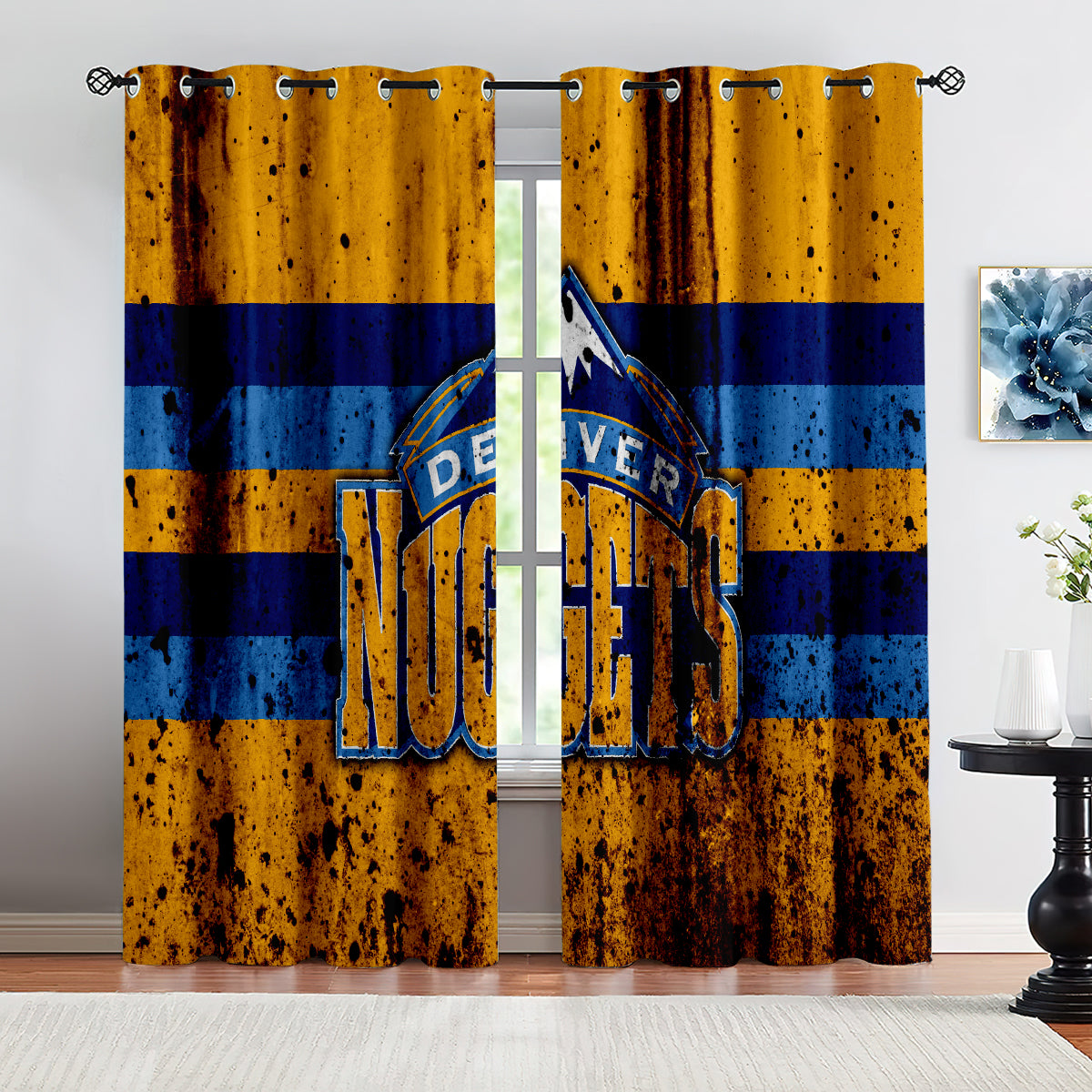 Denver Basketball Nuggets Blackout Curtains Drapes For Window Treatment Set