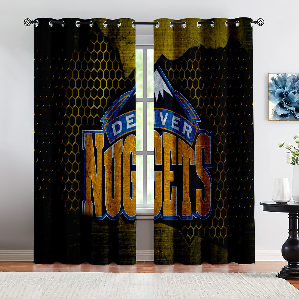 Denver Basketball Nuggets Blackout Curtains Drapes For Window Treatment Set