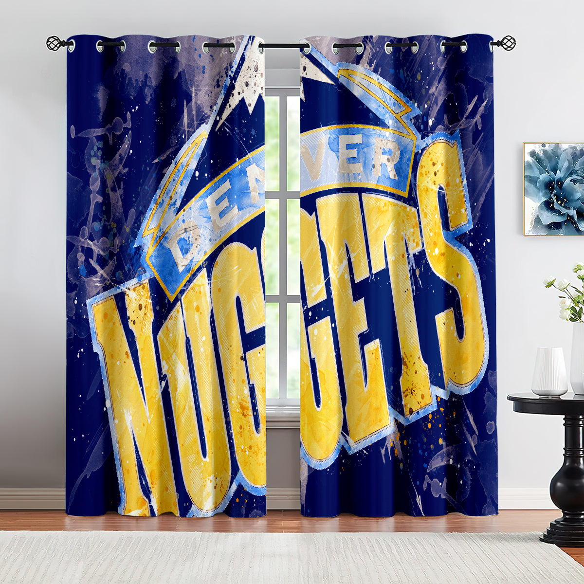 Denver Basketball Nuggets Blackout Curtains Drapes For Window Treatment Set