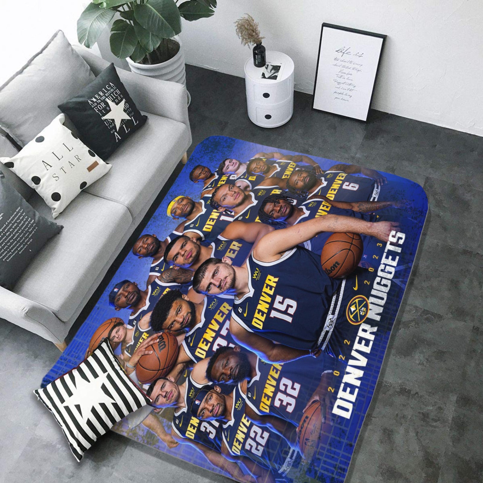 Denver Basketball Nuggets Carpet Living Room Bedroom Mats Kitchen Bathroom Rugs