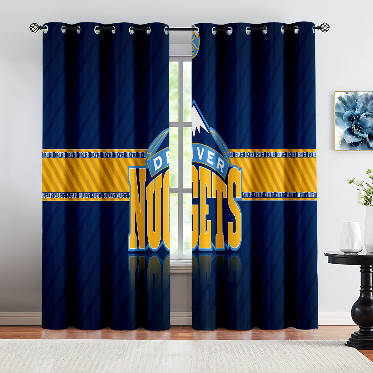 Denver Basketball Nuggets Blackout Curtains Drapes For Window Treatment Set