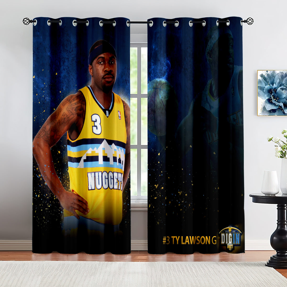 Denver Basketball Nuggets Blackout Curtains Drapes For Window Treatment Set