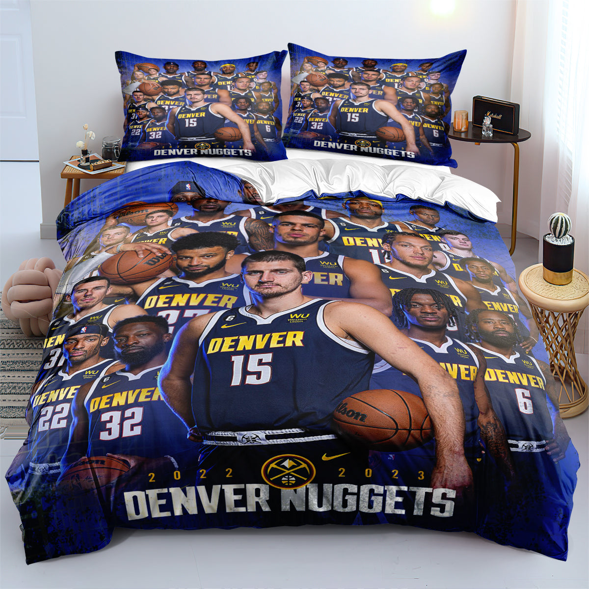 Denver Basketball Nuggets Bedding Set Quilt Cover Without Filler