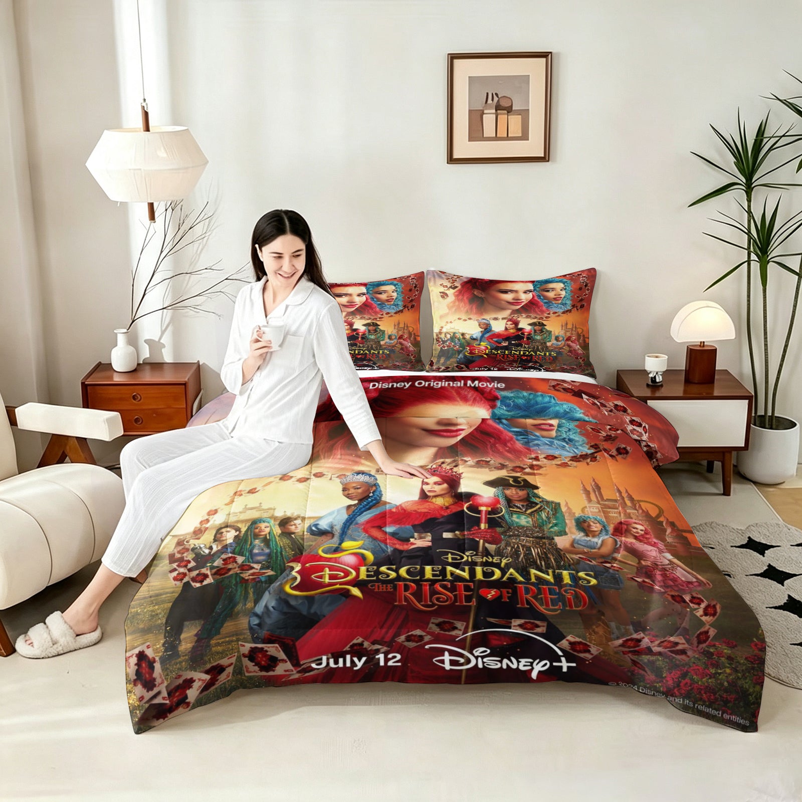 Descendants The Rise of Red Comforter Pillowcase Sets Blanket All Season Reversible Quilted Duvet
