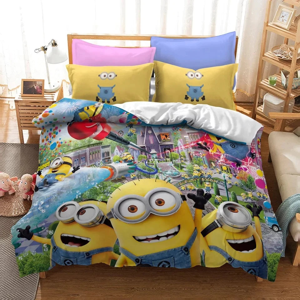 Despicable Me Minions Duvet Cover Quilt Cover Pillowcase Bedding Set Bed Linen Home Decor