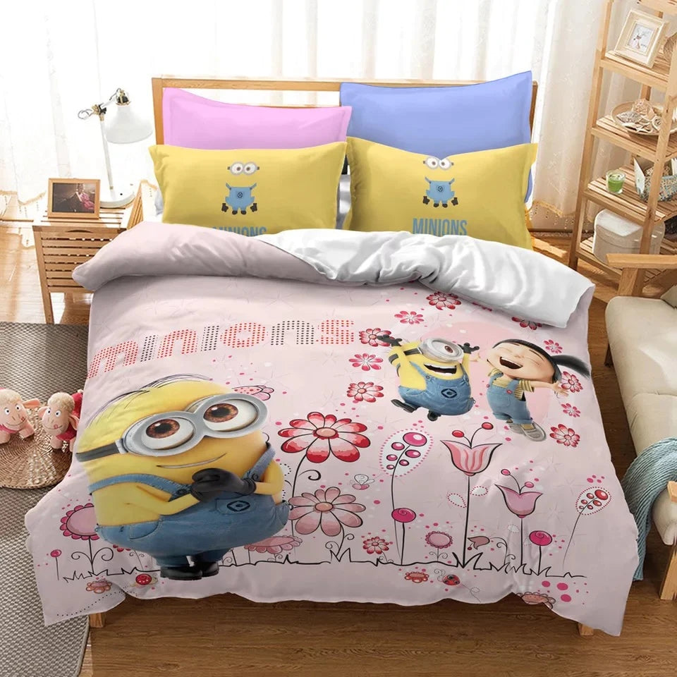 Despicable Me Minions Duvet Cover Quilt Cover Pillowcase Bedding Set Bed Linen Home Decor