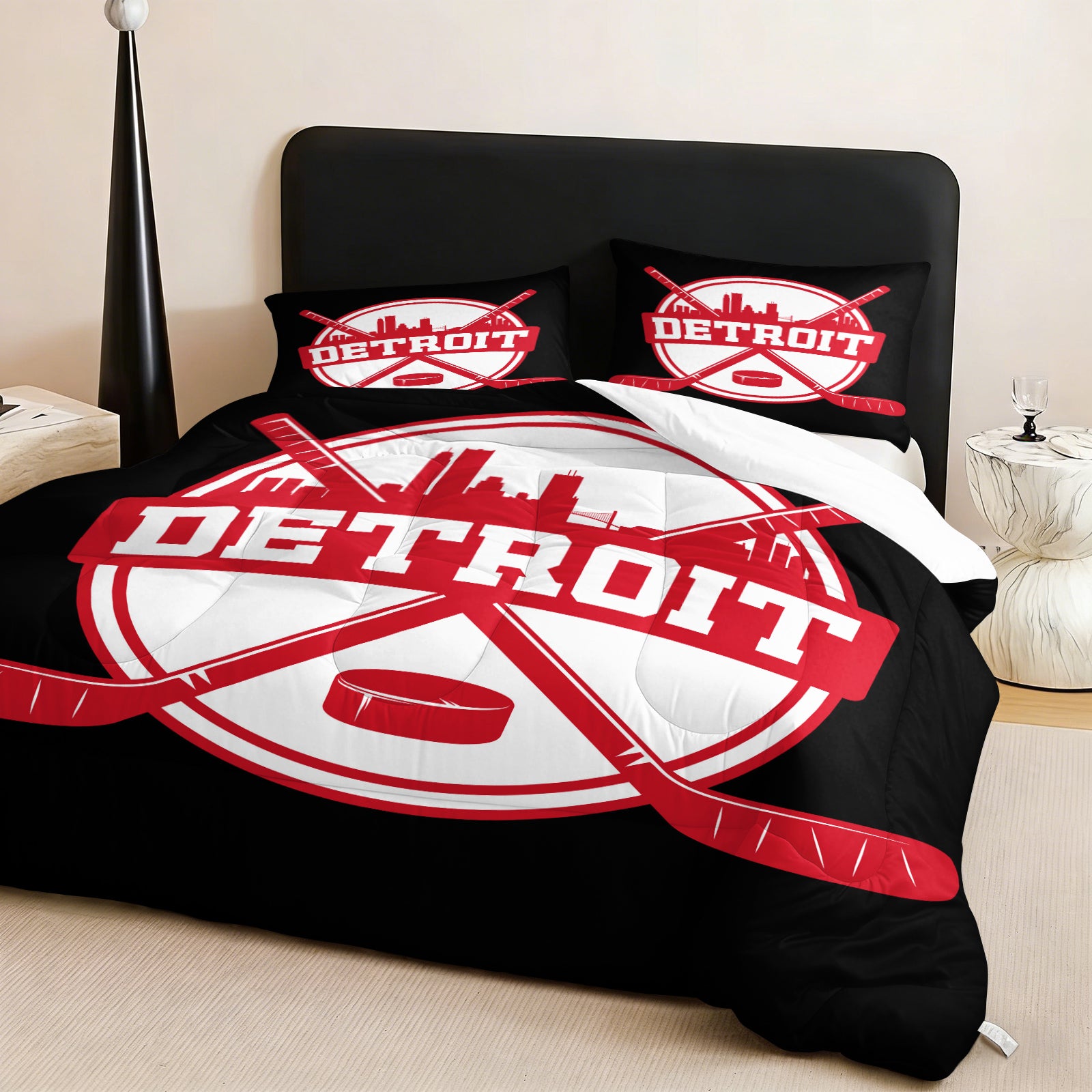Detroit Red Wings Hockey League Comforter Pillowcase Sets Blanket All Season Reversible Quilted Duvet