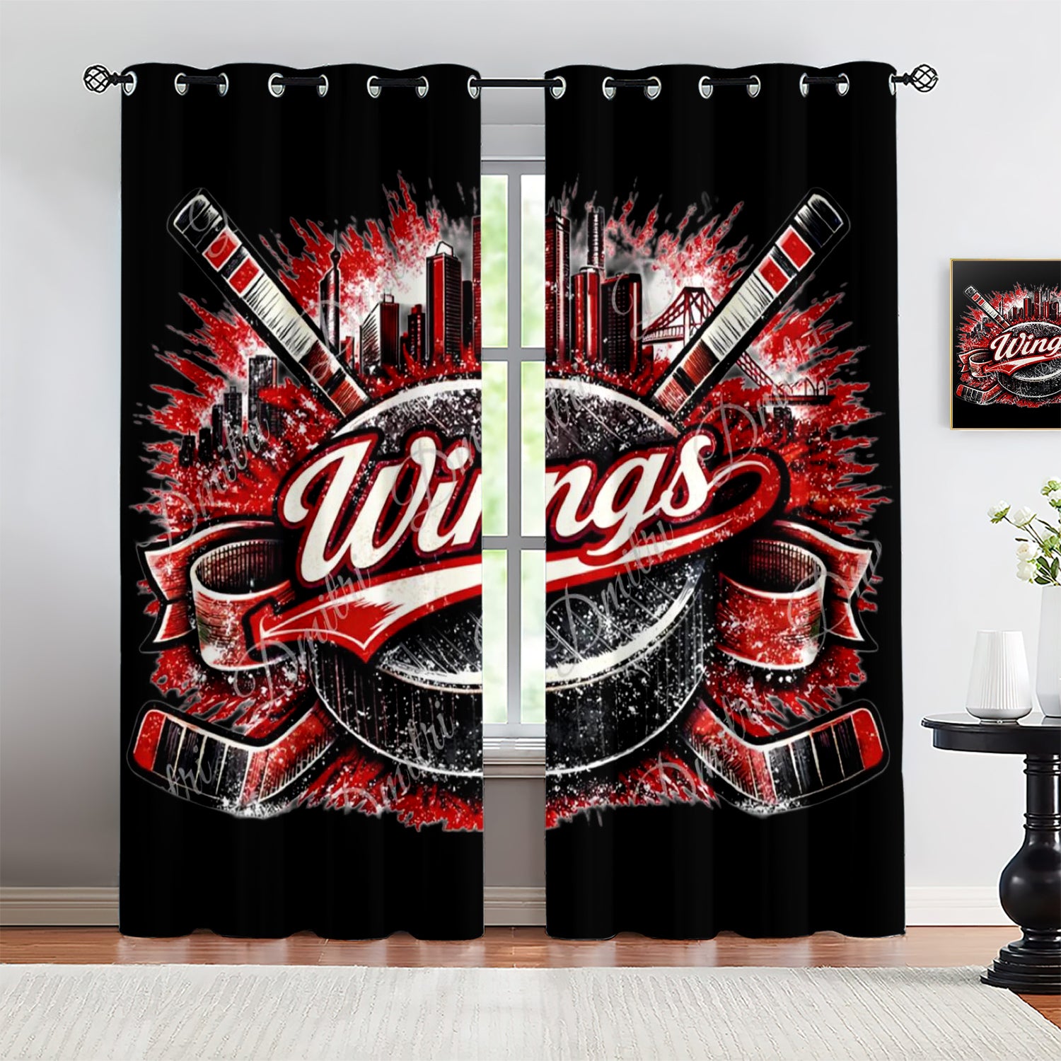 Detroit Red Wings Blackout Curtains Drapes For Window Treatment Set