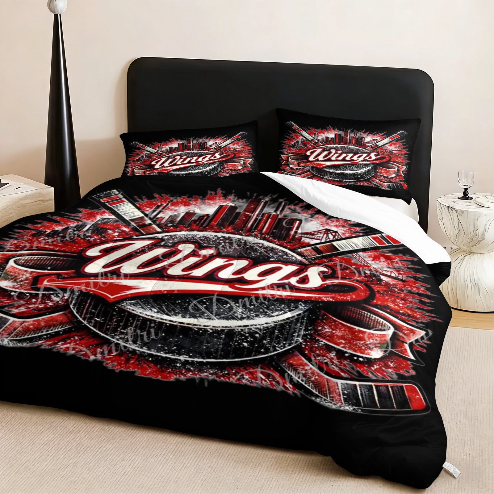 Detroit Red Wings Hockey League Comforter Pillowcase Sets Blanket All Season Reversible Quilted Duvet