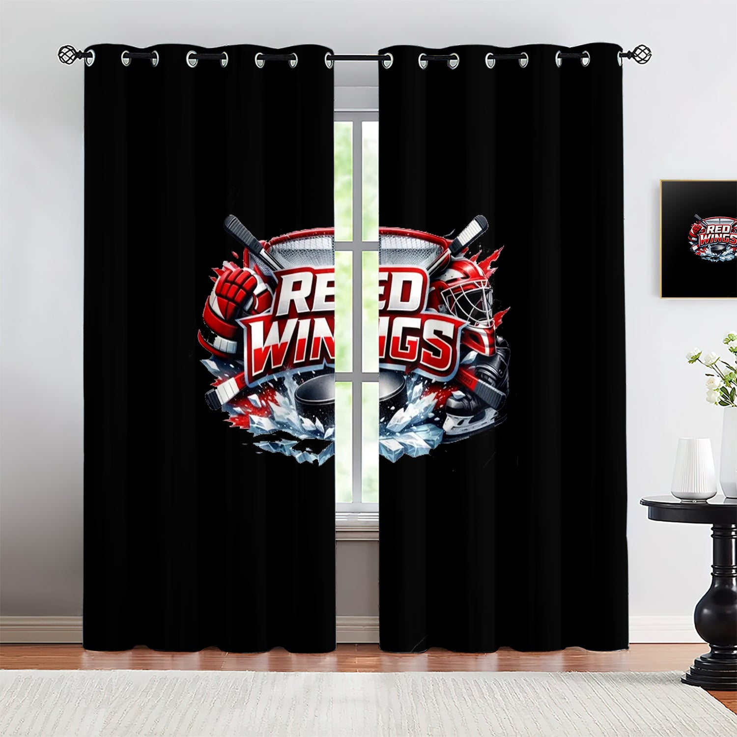 Detroit Red Wings Blackout Curtains Drapes For Window Treatment Set