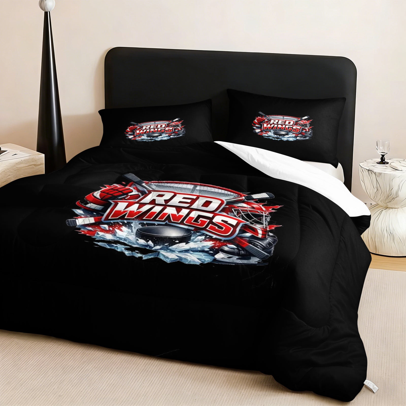 Detroit Red Wings Hockey League Comforter Pillowcase Sets Blanket All Season Reversible Quilted Duvet