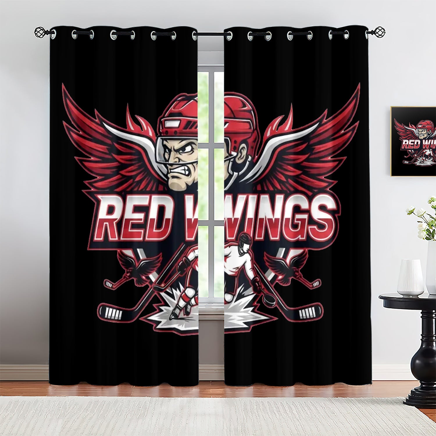 Detroit Red Wings Blackout Curtains Drapes For Window Treatment Set