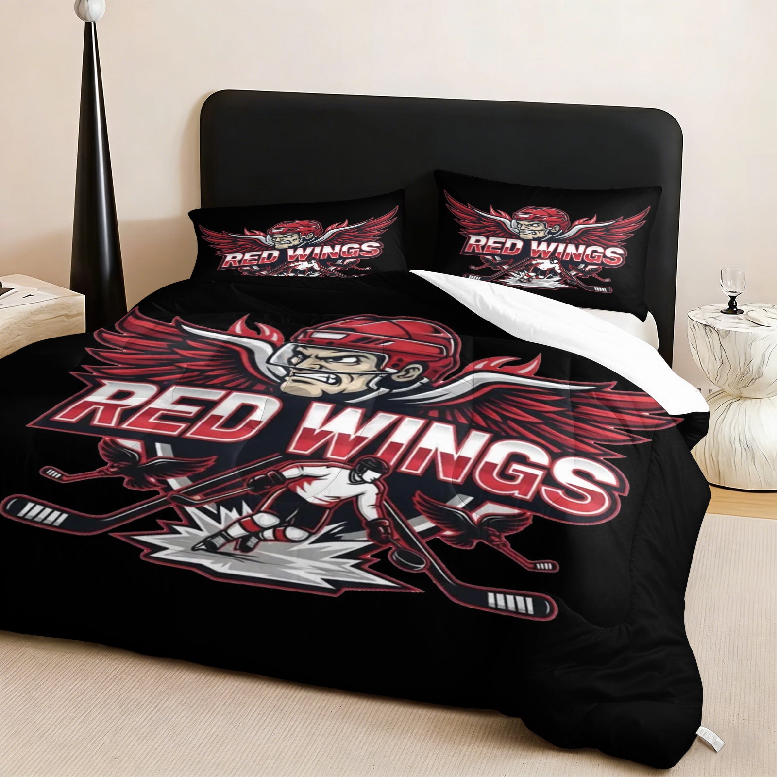 Detroit Red Wings Hockey League Comforter Pillowcase Sets Blanket All Season Reversible Quilted Duvet