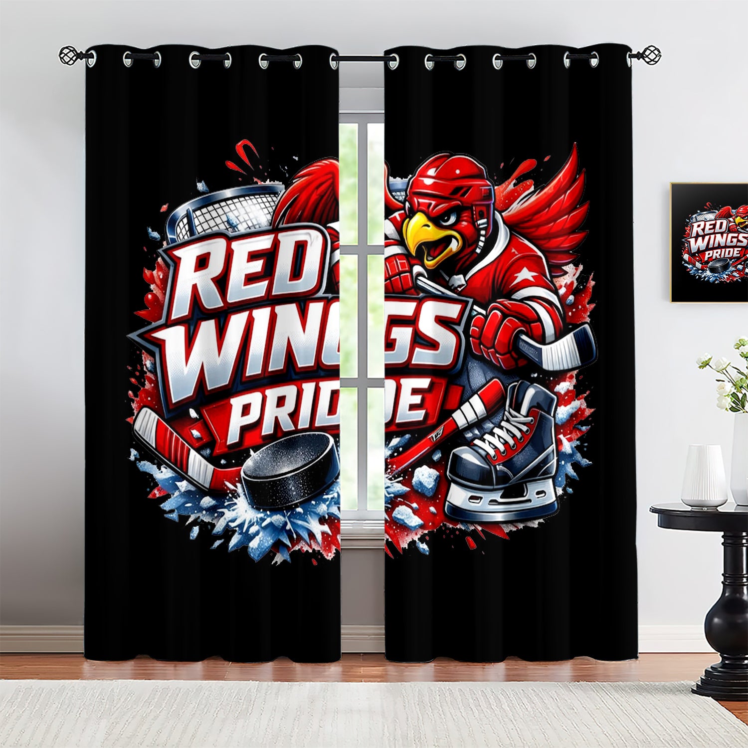 Detroit Red Wings Blackout Curtains Drapes For Window Treatment Set