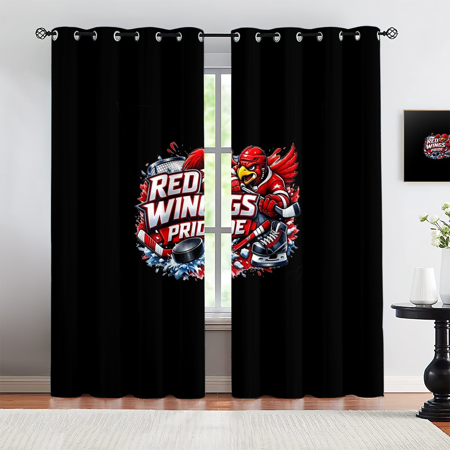 Detroit Red Wings Blackout Curtains Drapes For Window Treatment Set
