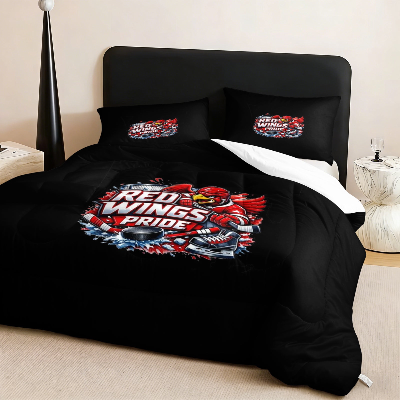 Detroit Red Wings Hockey League Comforter Pillowcase Sets Blanket All Season Reversible Quilted Duvet