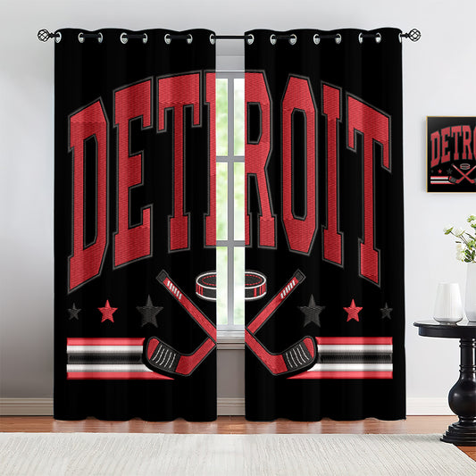 Detroit Red Wings Blackout Curtains Drapes For Window Treatment Set 1500