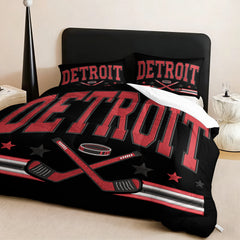 Detroit Red Wings Hockey League Comforter Pillowcase Sets Blanket All Season Reversible Quilted Duvet