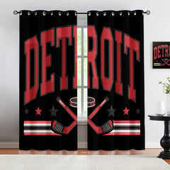 Detroit Red Wings Blackout Curtains Drapes For Window Treatment Set