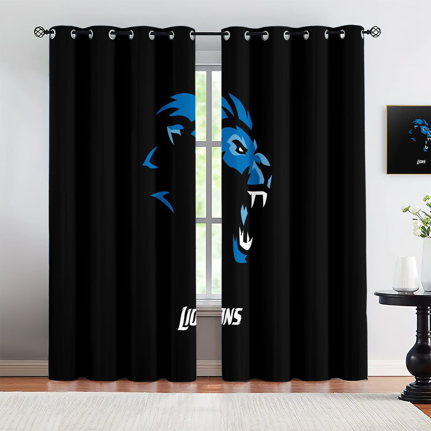 Detroit Lions Blackout Curtains Drapes For Window Treatment Set