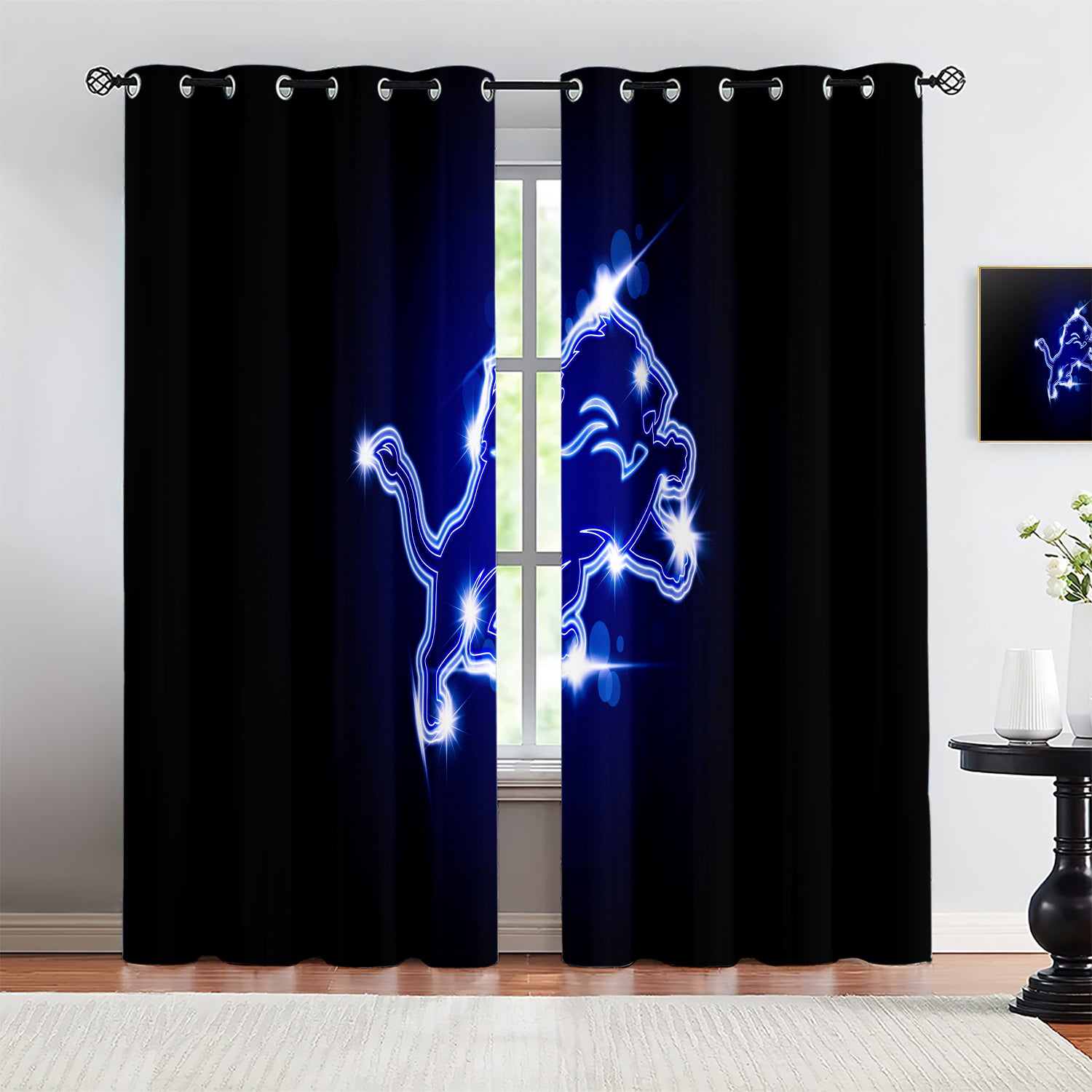 Detroit Lions Blackout Curtains Drapes For Window Treatment Set