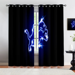 Detroit Lions Blackout Curtains Drapes For Window Treatment Set