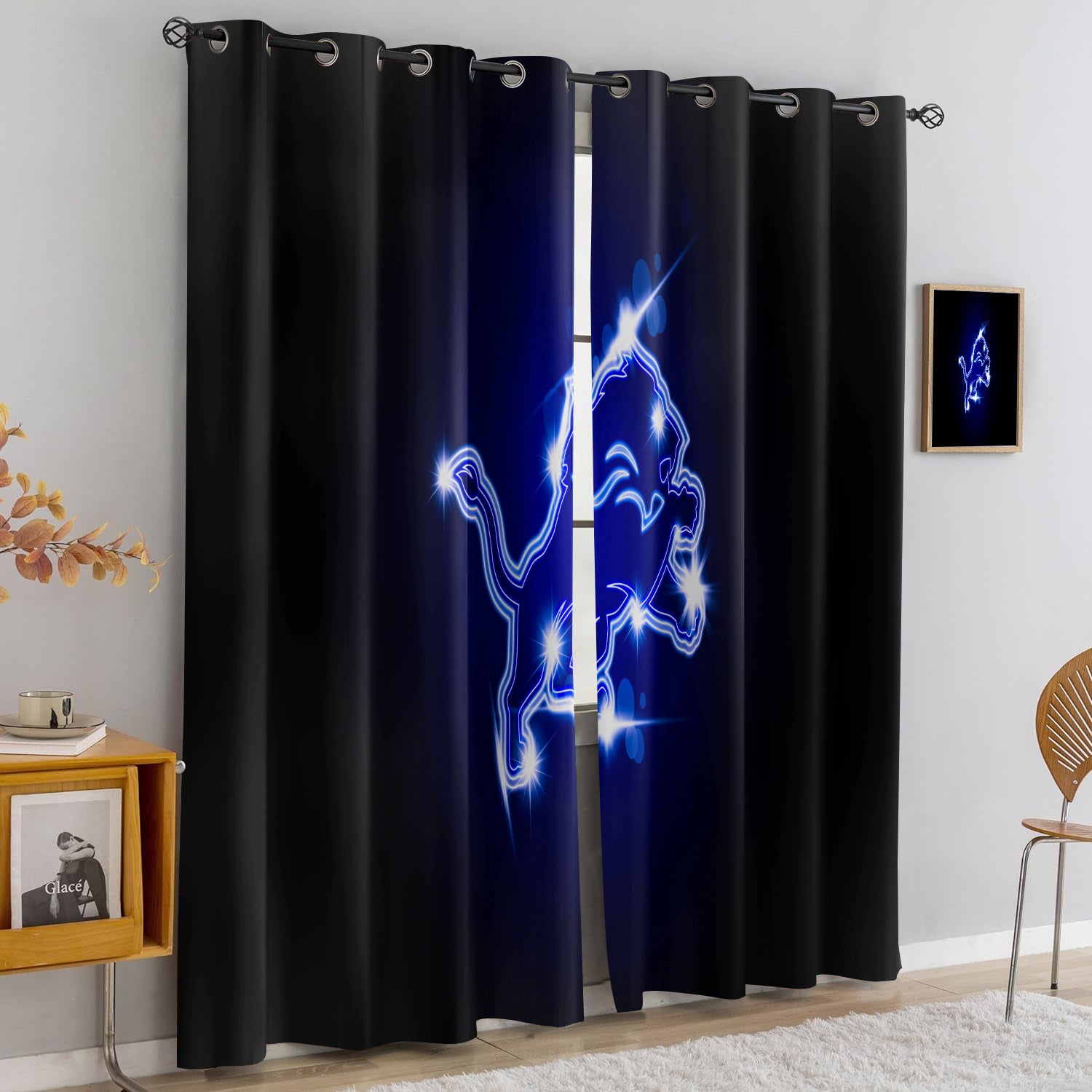Detroit Lions Blackout Curtains Drapes For Window Treatment Set