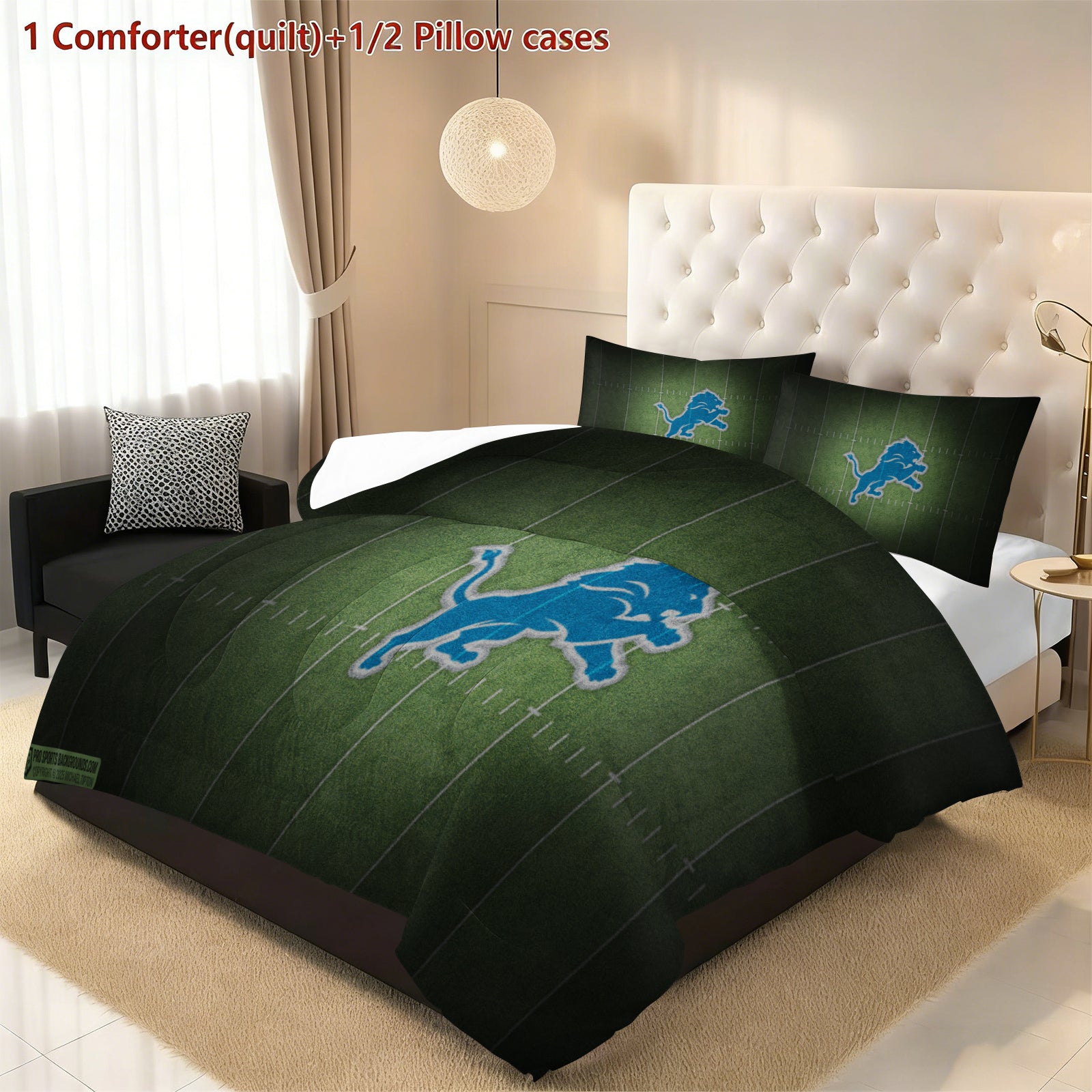 Detroit Lions Comforter Pillowcase Sets Blanket All Season Reversible Quilted Duvet