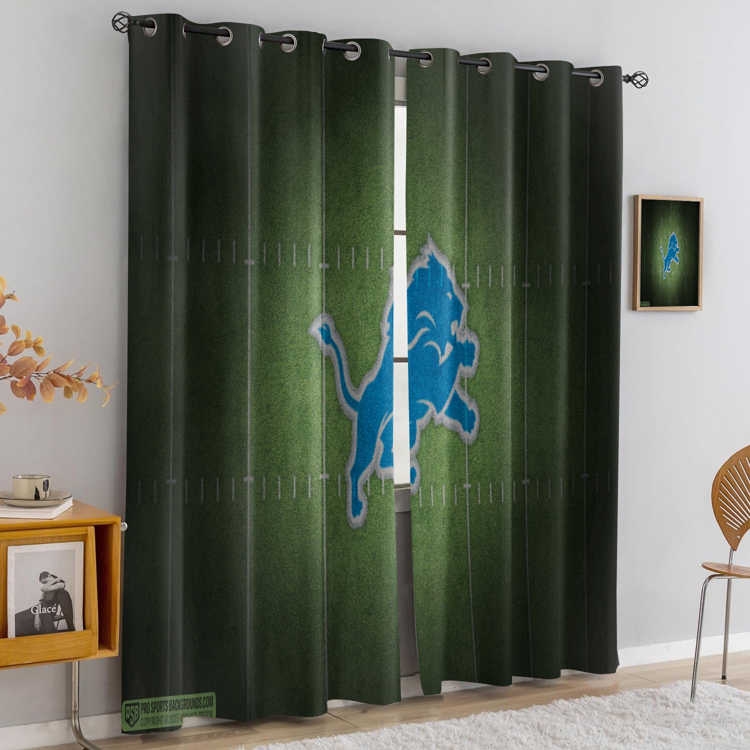 Detroit Lions Blackout Curtains Drapes For Window Treatment Set
