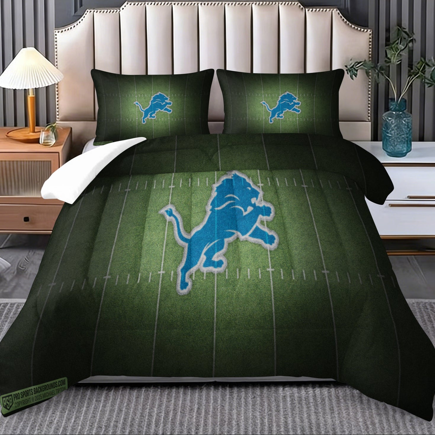 Detroit Lions Comforter Pillowcase Sets Blanket All Season Reversible Quilted Duvet