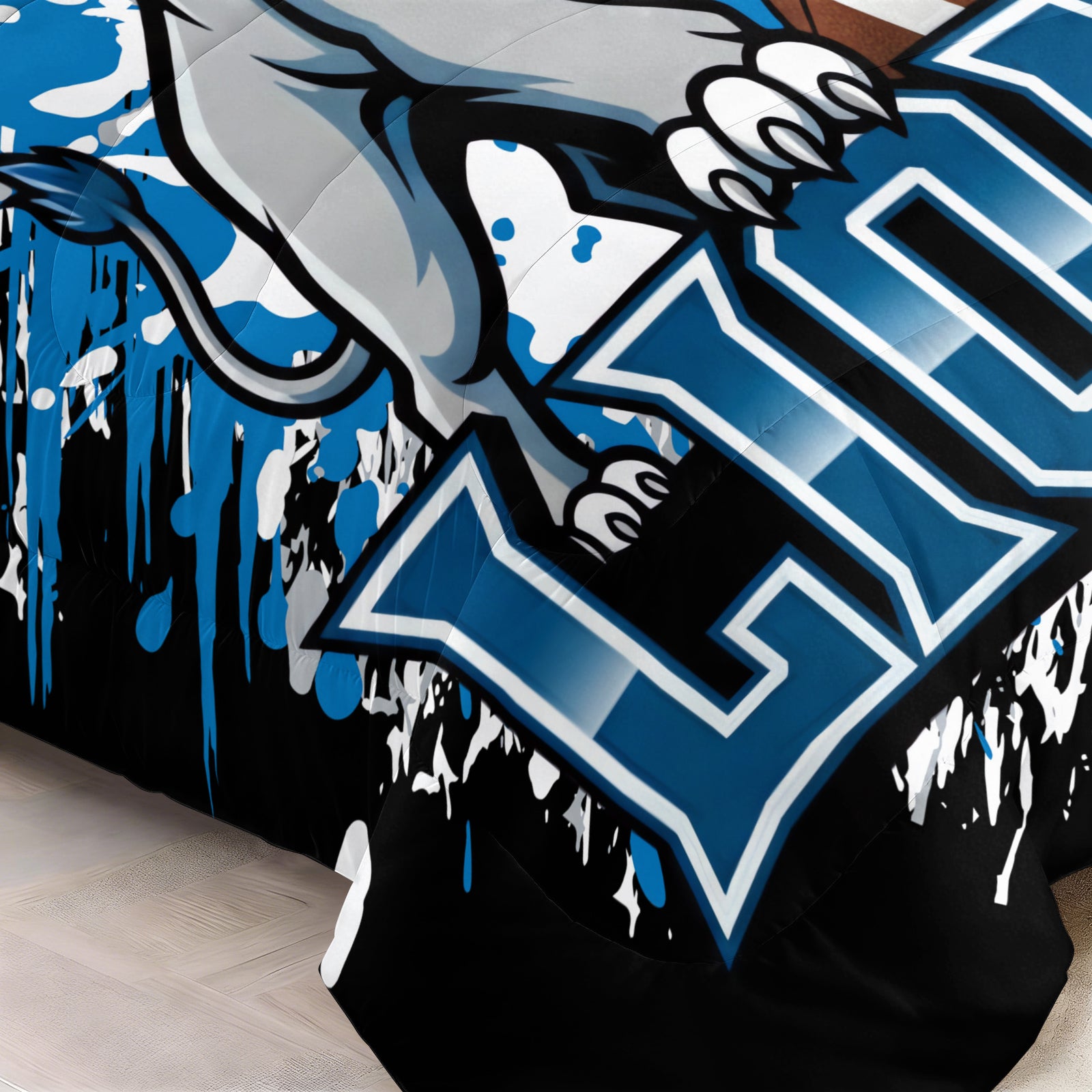 Detroit Lions Comforter Pillowcase Sets Blanket All Season Reversible Quilted Duvet
