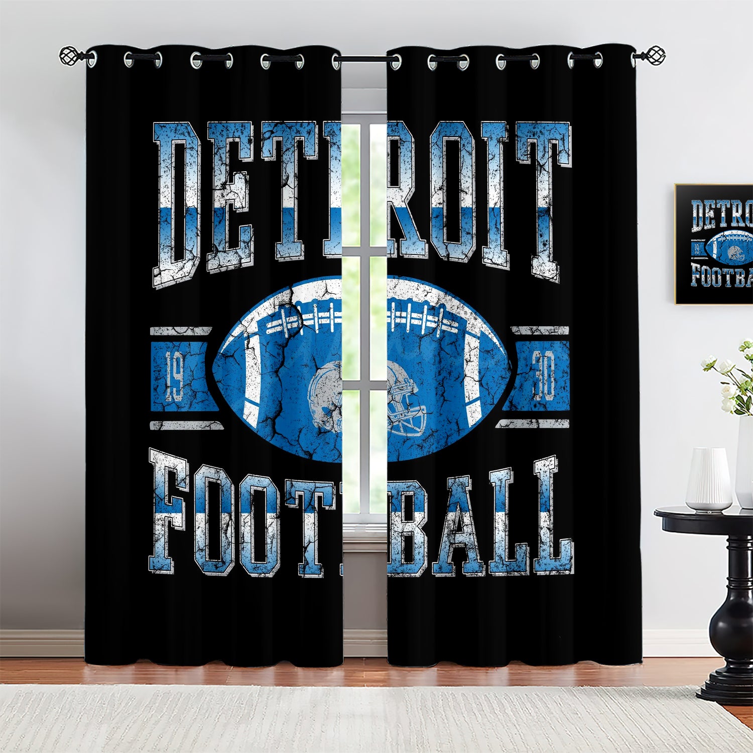 Detroit Lions Blackout Curtains Drapes For Window Treatment Set