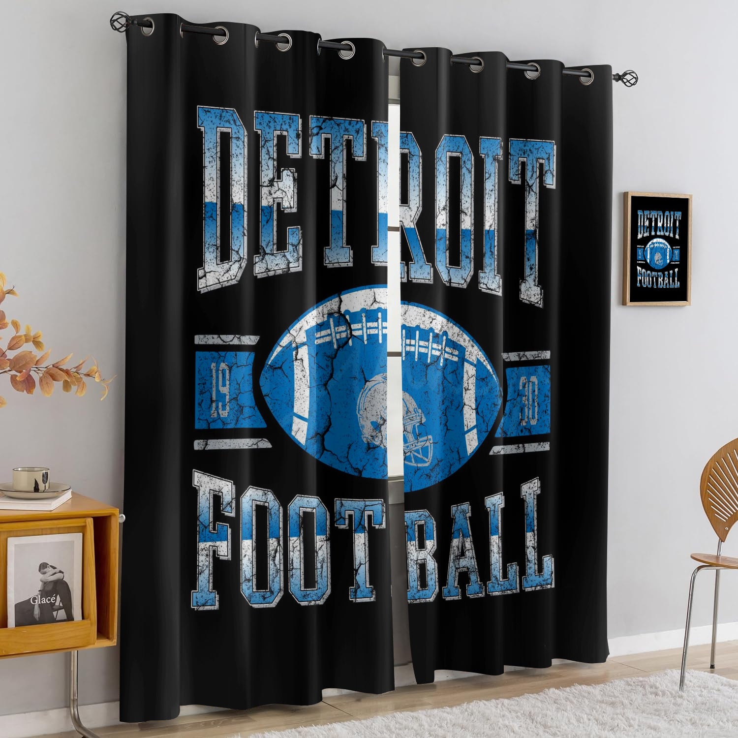Detroit Lions Blackout Curtains Drapes For Window Treatment Set