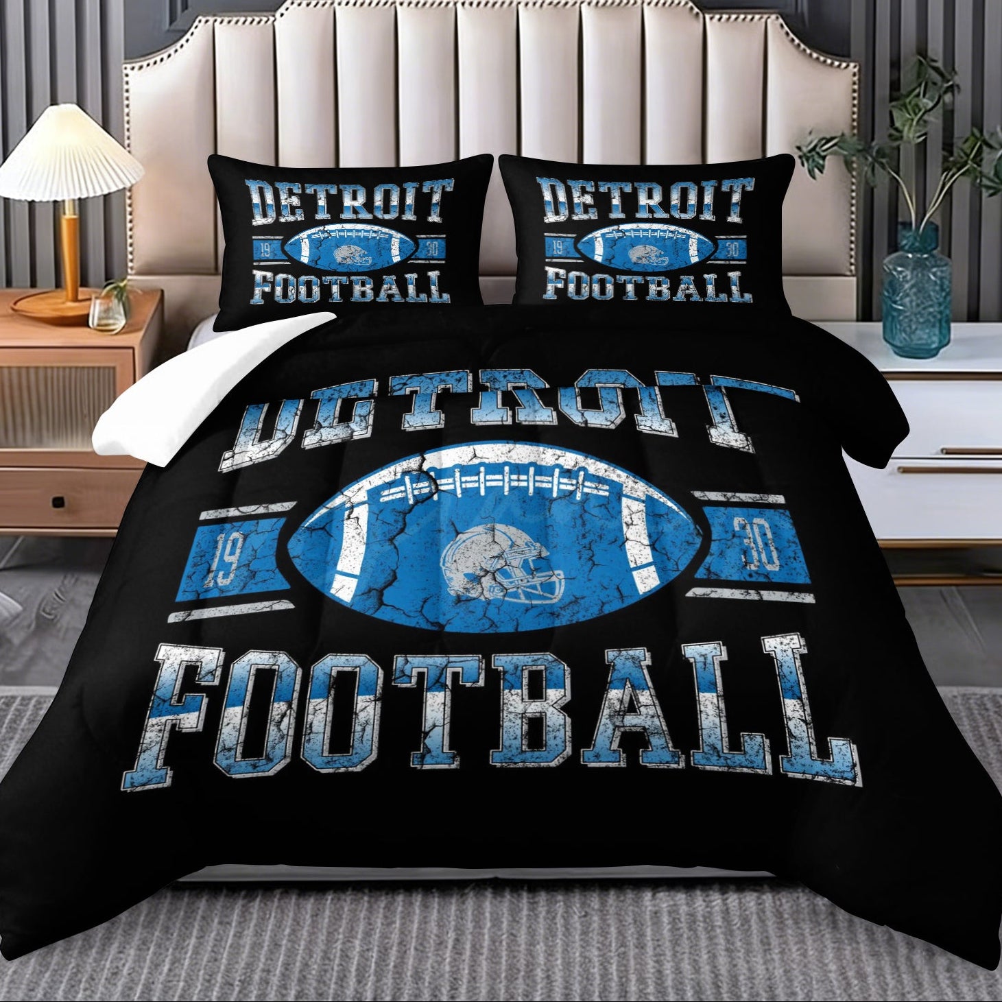 Detroit Lions Comforter Pillowcase Sets Blanket All Season Reversible Quilted Duvet