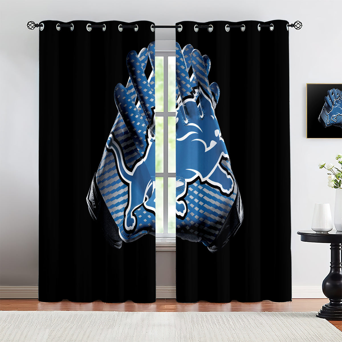 Detroit Lions Blackout Curtains Drapes For Window Treatment Set