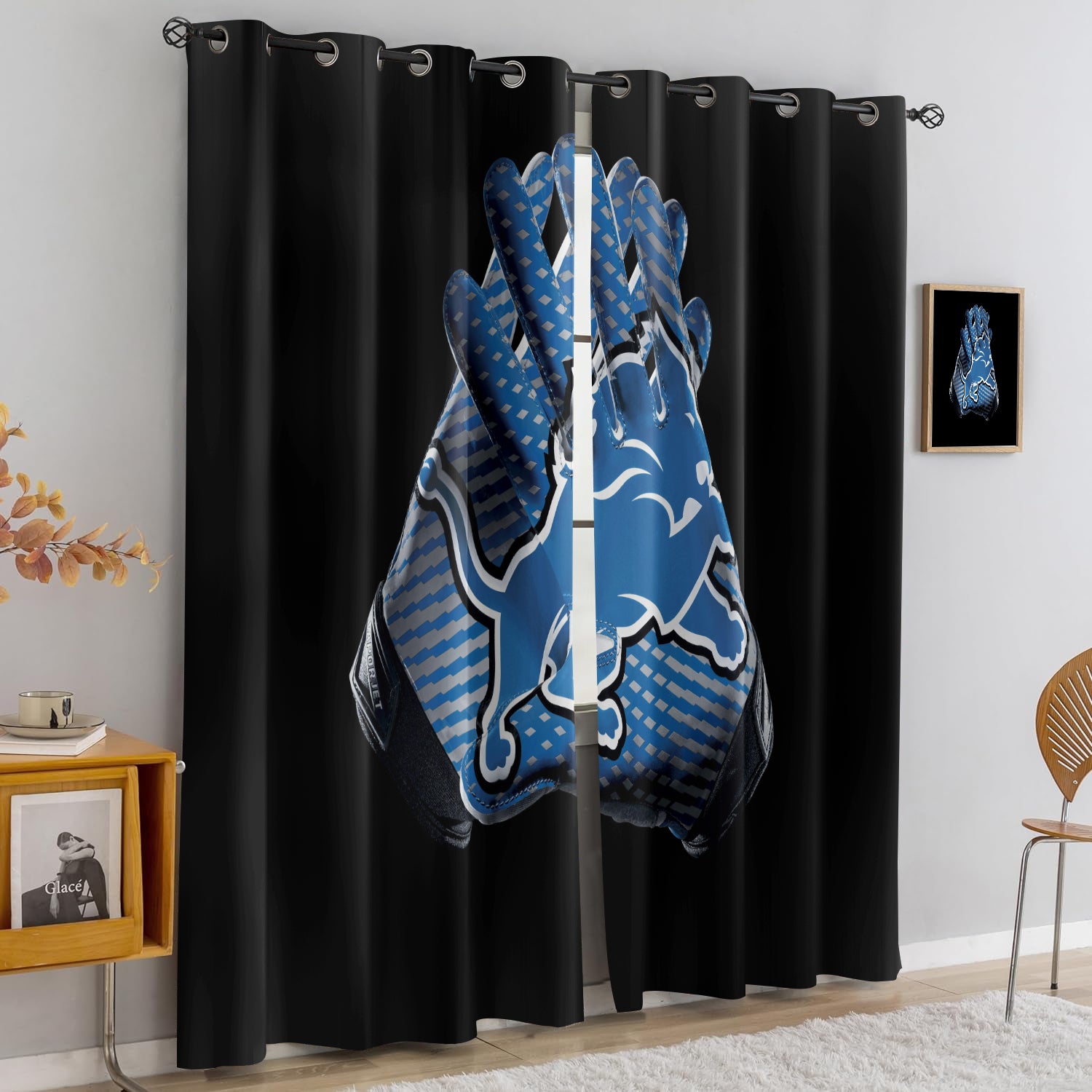 Detroit Lions Blackout Curtains Drapes For Window Treatment Set