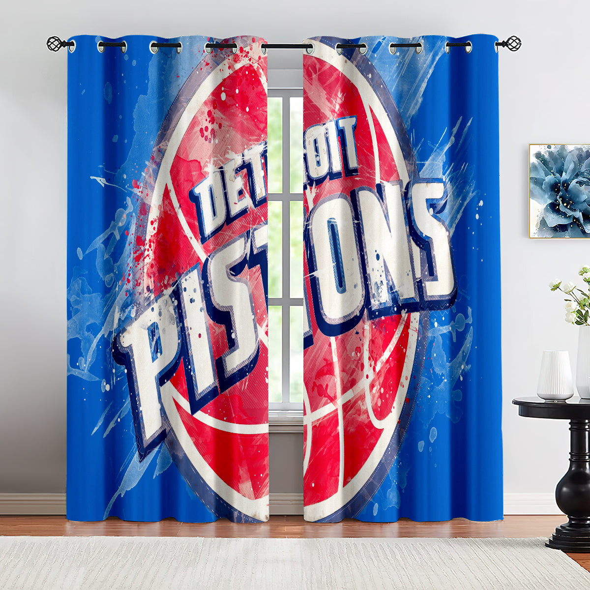 Detroit Basketball Pistons Blackout Curtains Drapes For Window Treatment Set