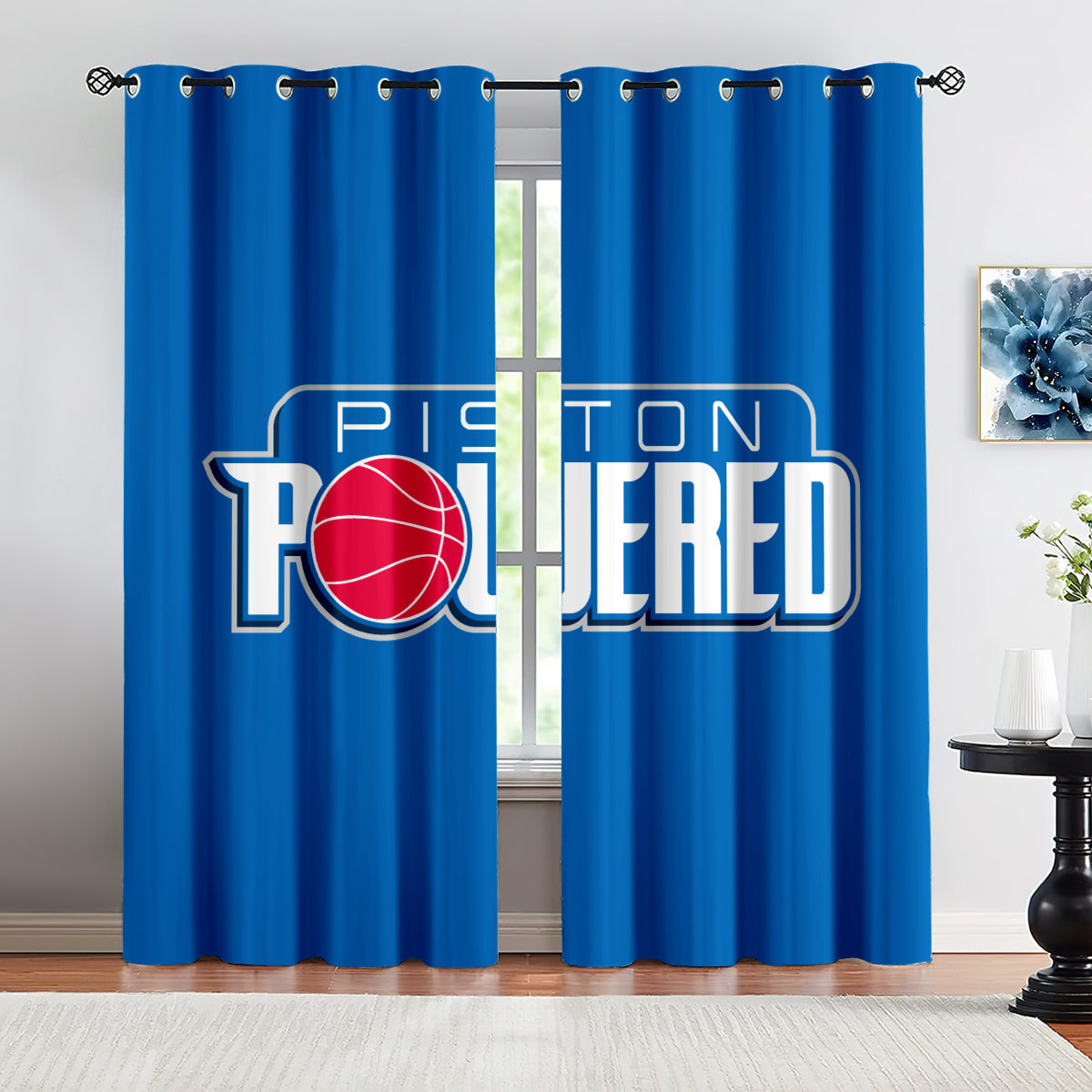 Detroit Basketball Pistons Blackout Curtains Drapes For Window Treatment Set