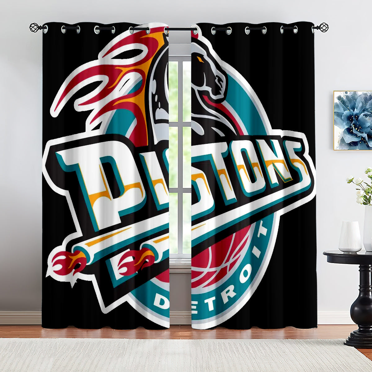 Detroit Basketball Pistons Blackout Curtains Drapes For Window Treatment Set