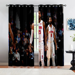 Detroit Basketball Pistons Blackout Curtains Drapes For Window Treatment Set