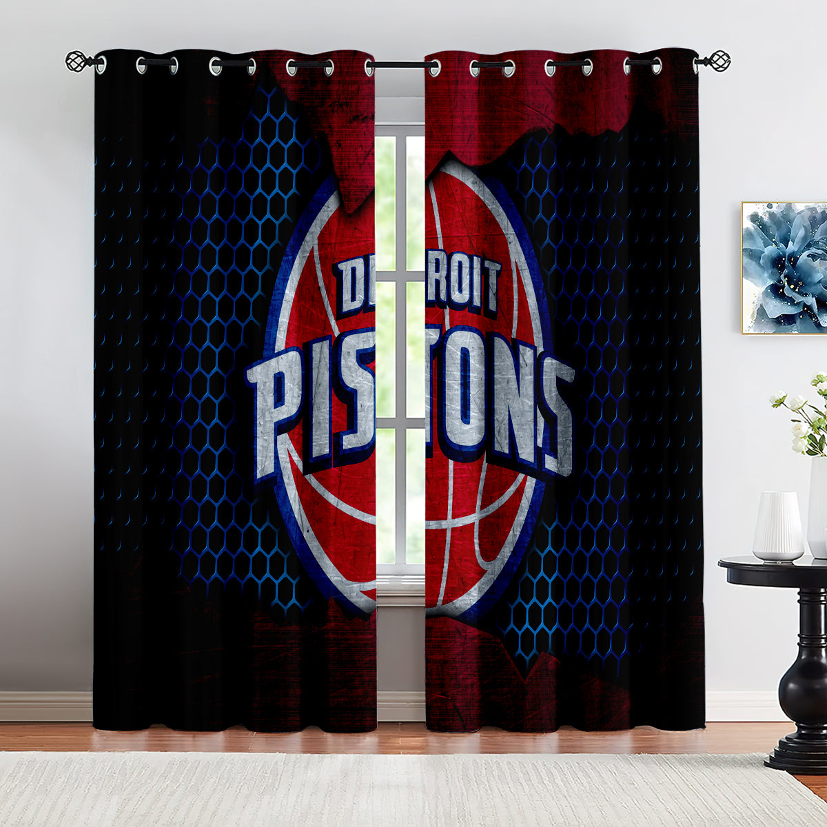 Detroit Basketball Pistons Blackout Curtains Drapes For Window Treatment Set