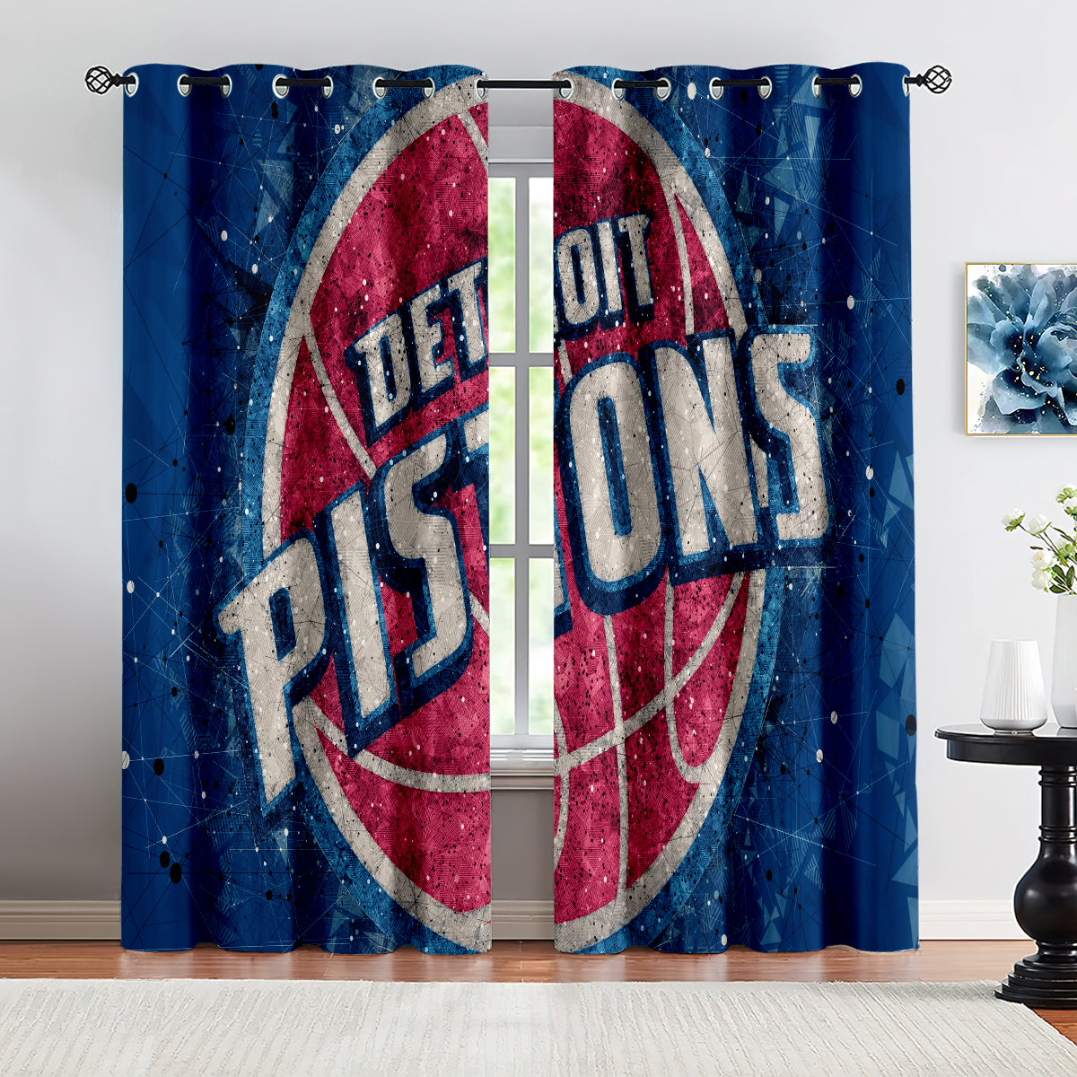 Detroit Basketball Pistons Blackout Curtains Drapes For Window Treatment Set