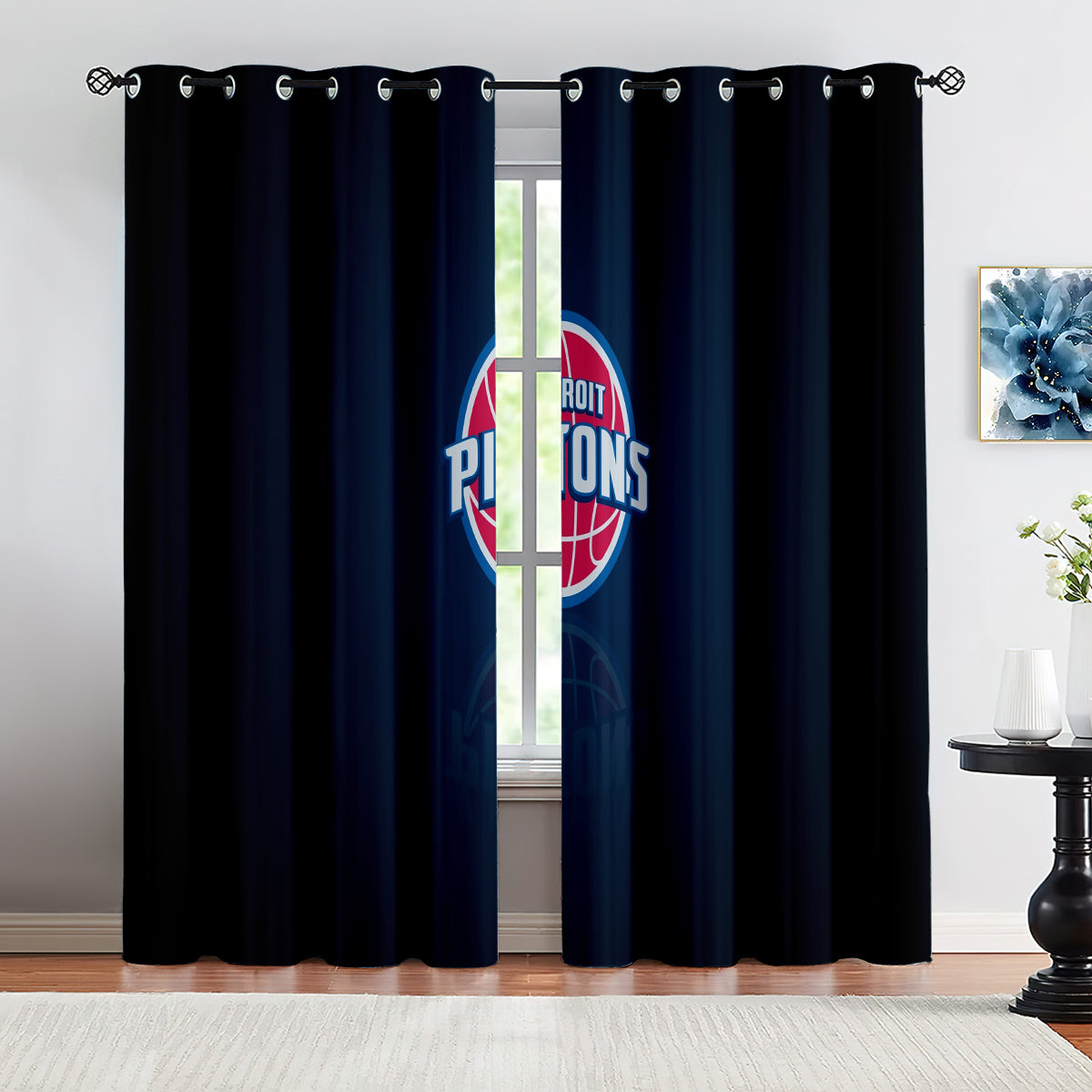 Detroit Basketball Pistons Blackout Curtains Drapes For Window Treatment Set