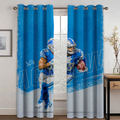 Detroit Lions Football League Curtains Blackout Window Treatments Drapes Room Decor