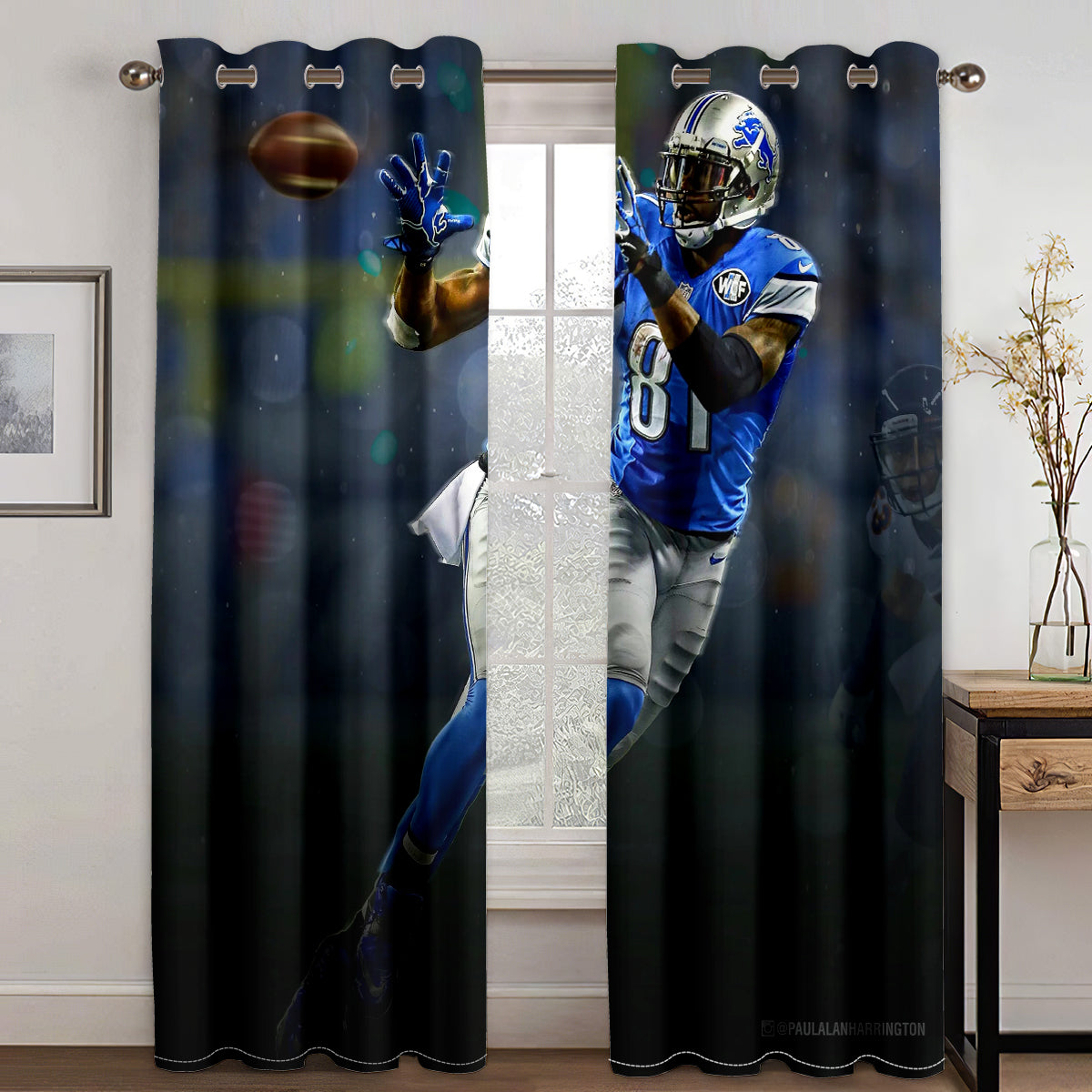 Detroit Lions Football League Curtains Blackout Window Treatments Drapes Room Decor