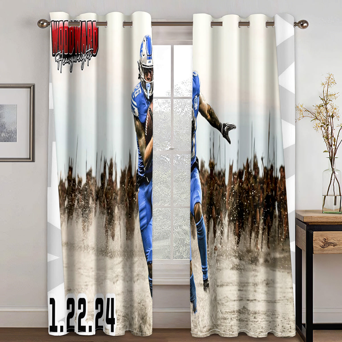 Detroit Lions Football League Curtains Blackout Window Treatments Drapes Room Decor