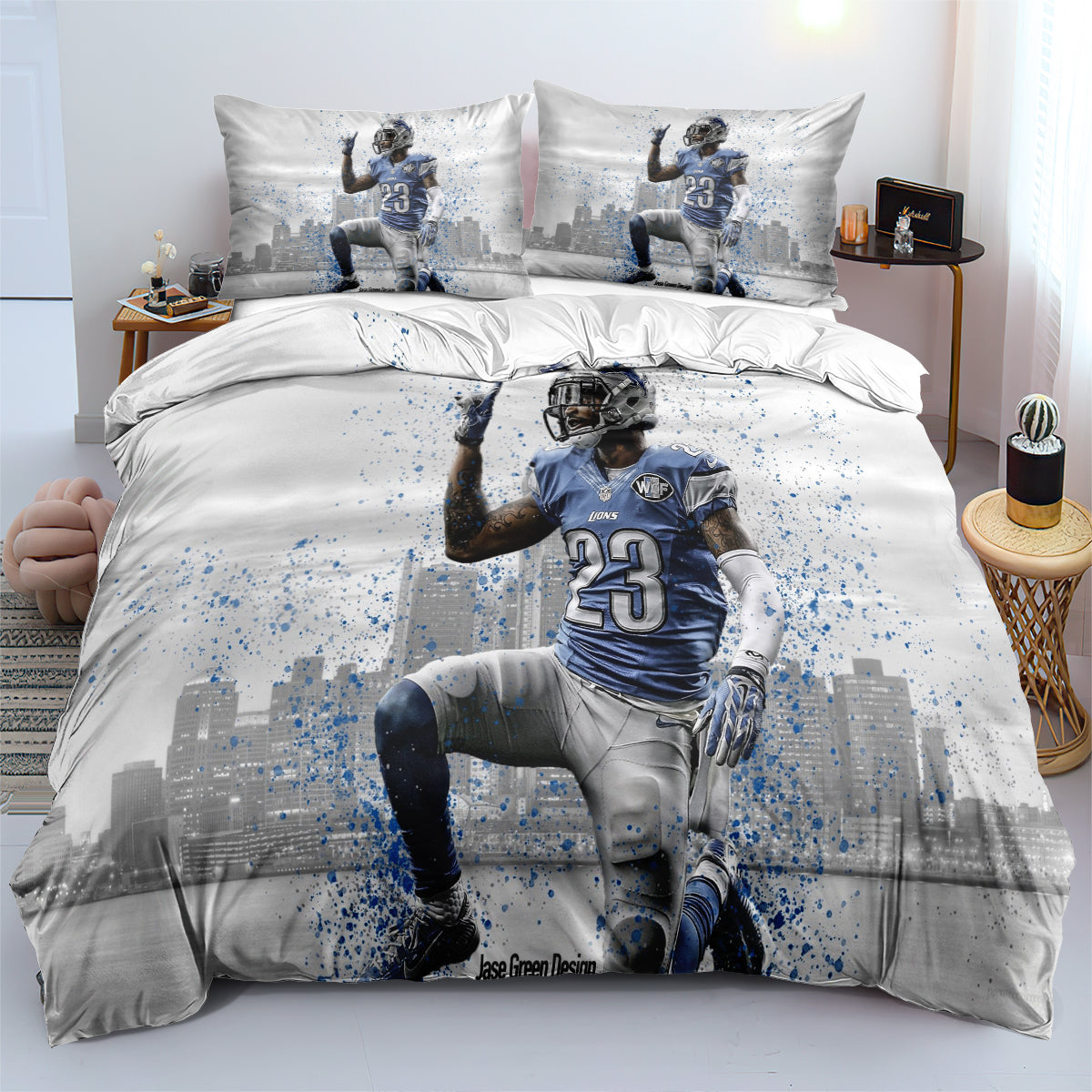 Detroit Lions Football League Duvet Cover Quilt Cover Pillowcase Bedding Set Bed Linen Home Bedroom Decor