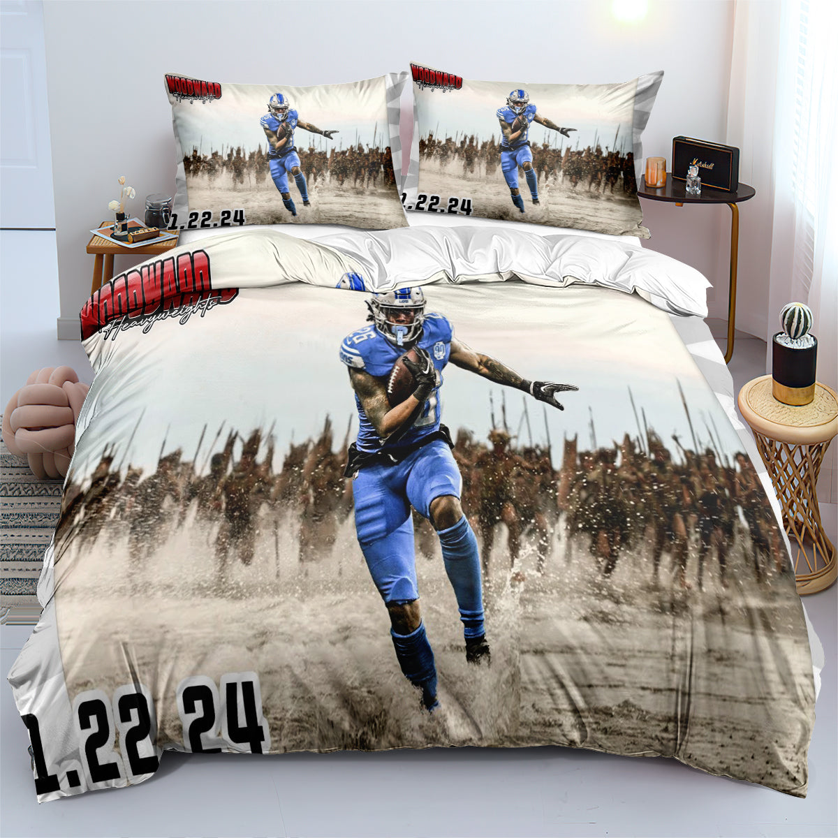 Detroit Lions Football League Duvet Cover Quilt Cover Pillowcase Bedding Set Bed Linen Home Bedroom Decor