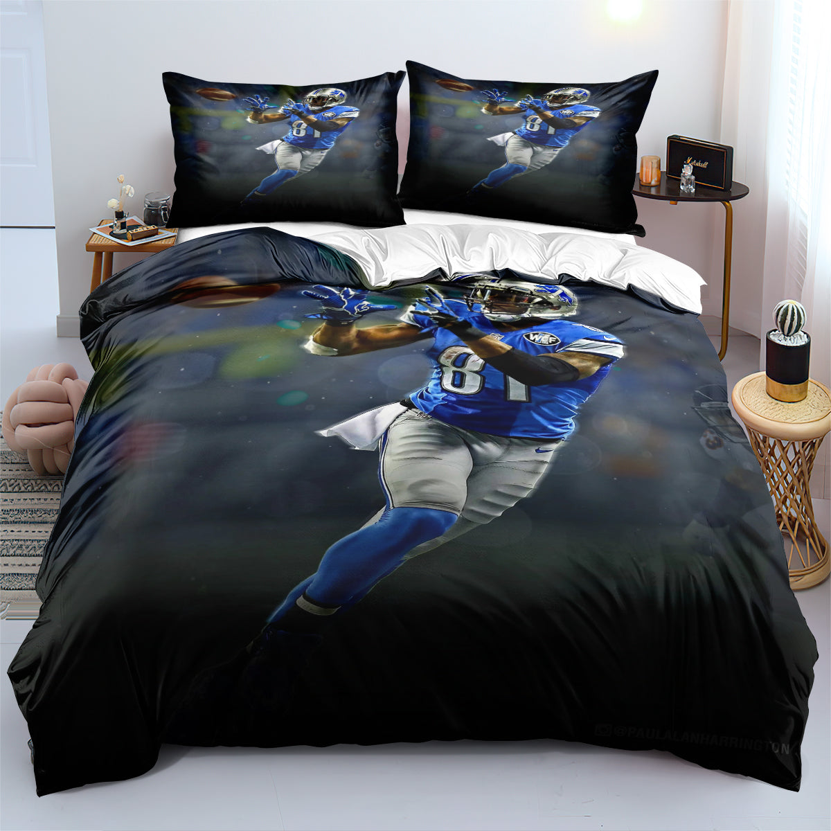 Detroit Lions Football League Duvet Cover Quilt Cover Pillowcase Bedding Set Bed Linen Home Bedroom Decor