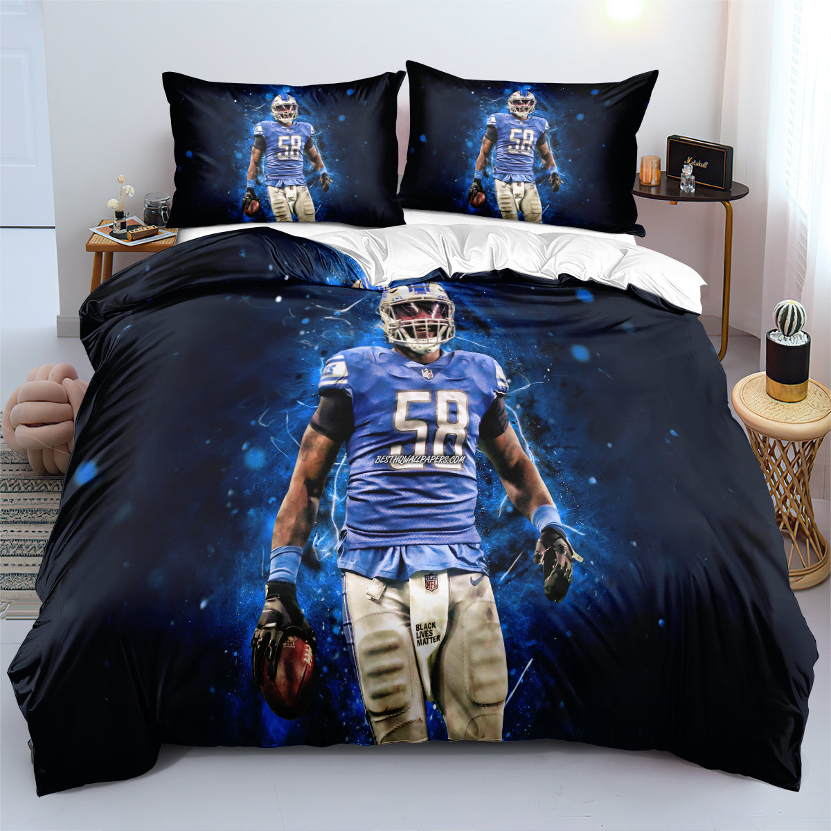 Detroit Lions Football League Duvet Cover Quilt Cover Pillowcase Bedding Set Bed Linen Home Bedroom Decor